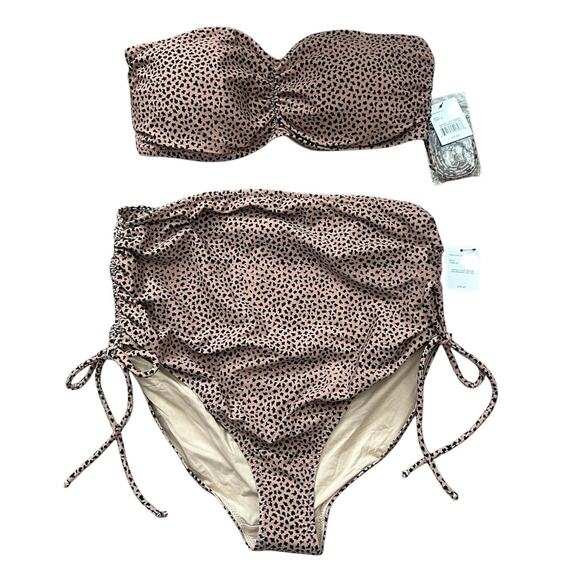 NWT A Pea In The Pod Maternity Cheetah Print Two Piece Swimsuit Size M - Picture 1 of 8